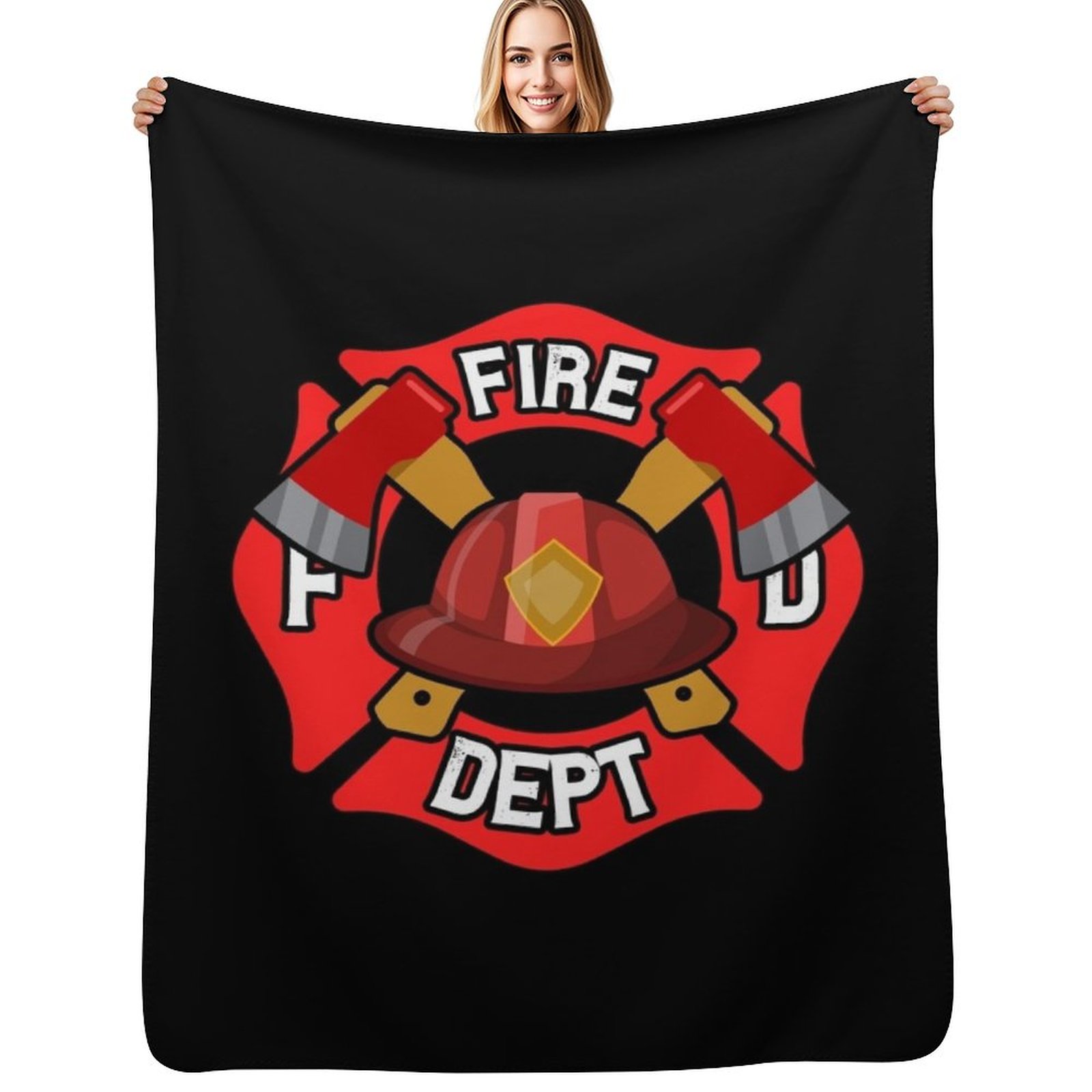 Luxury Bags Usa - Fire Department Badge USA Throw Blanket