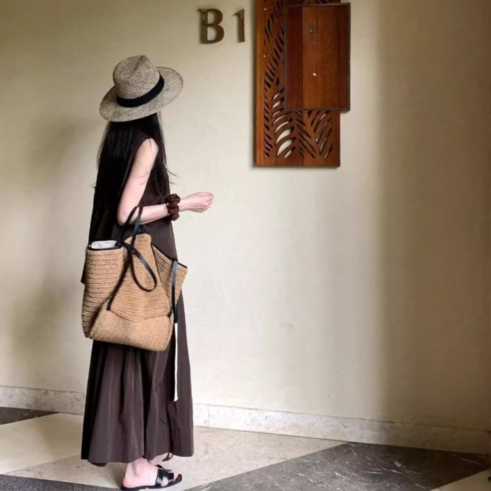 Luxury Bags Must Have - [Light Luxury Straw Tote Bag] Solid