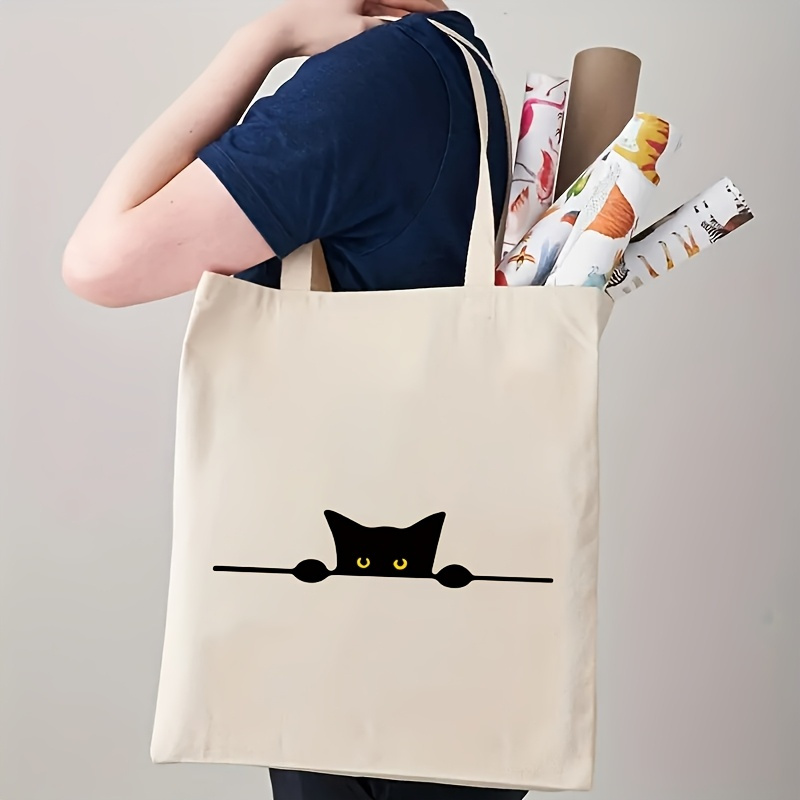Linear Cat Print Pattern Fashi - огляд і ціна Canvas Tote Designer
