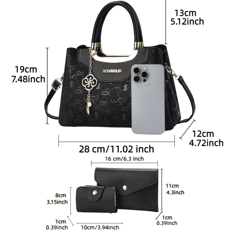 3-piece Fashion Women's Handba - огляд і ціна Luxury Zipper Bags