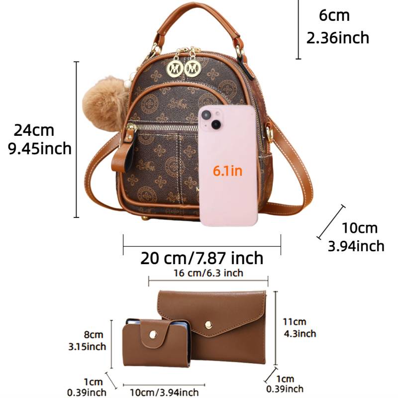 3-piece women's bag set, light - огляд і ціна Luxury Zipper Bags