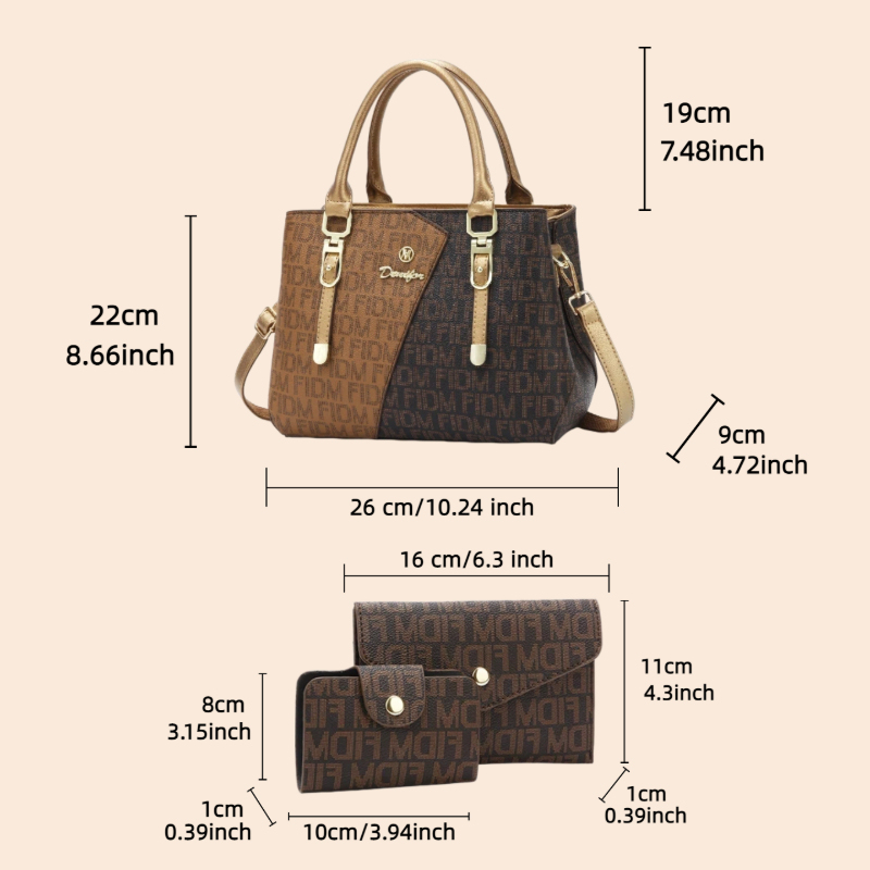 3-piece women's bag set, luxur - огляд і ціна Luxury Zipper Bags