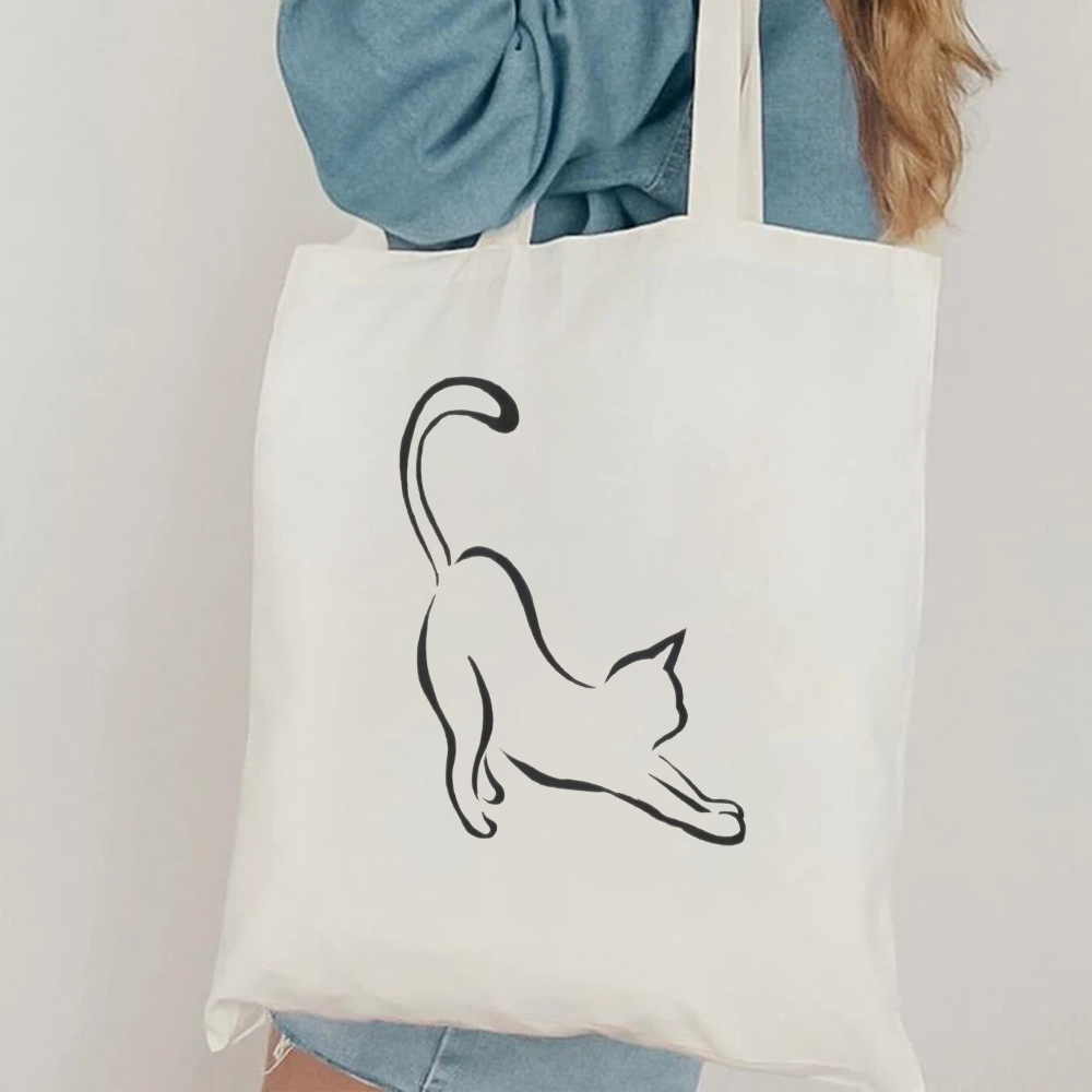 Minimalist Cat Line Art Canvas - огляд і ціна Canvas Tote Designer