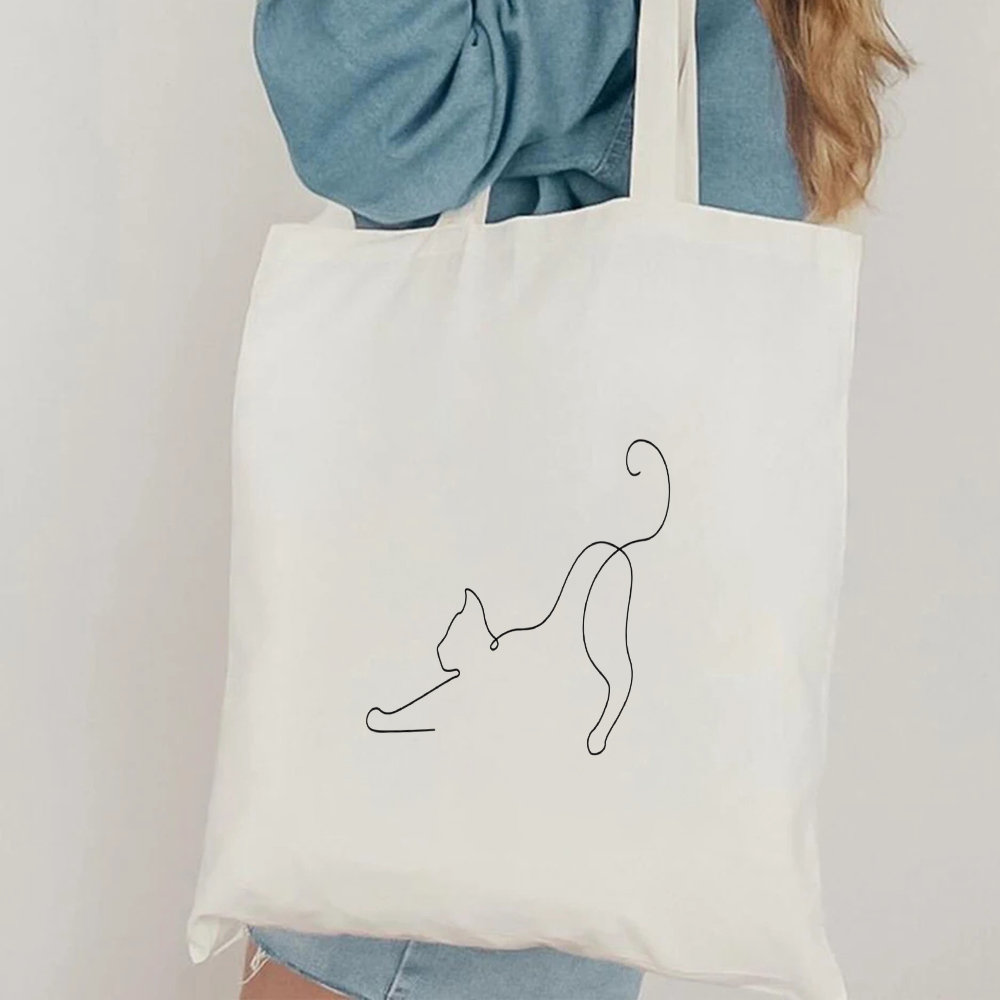 Minimalist Cat Line Art Canvas - огляд і ціна Canvas Tote Designer