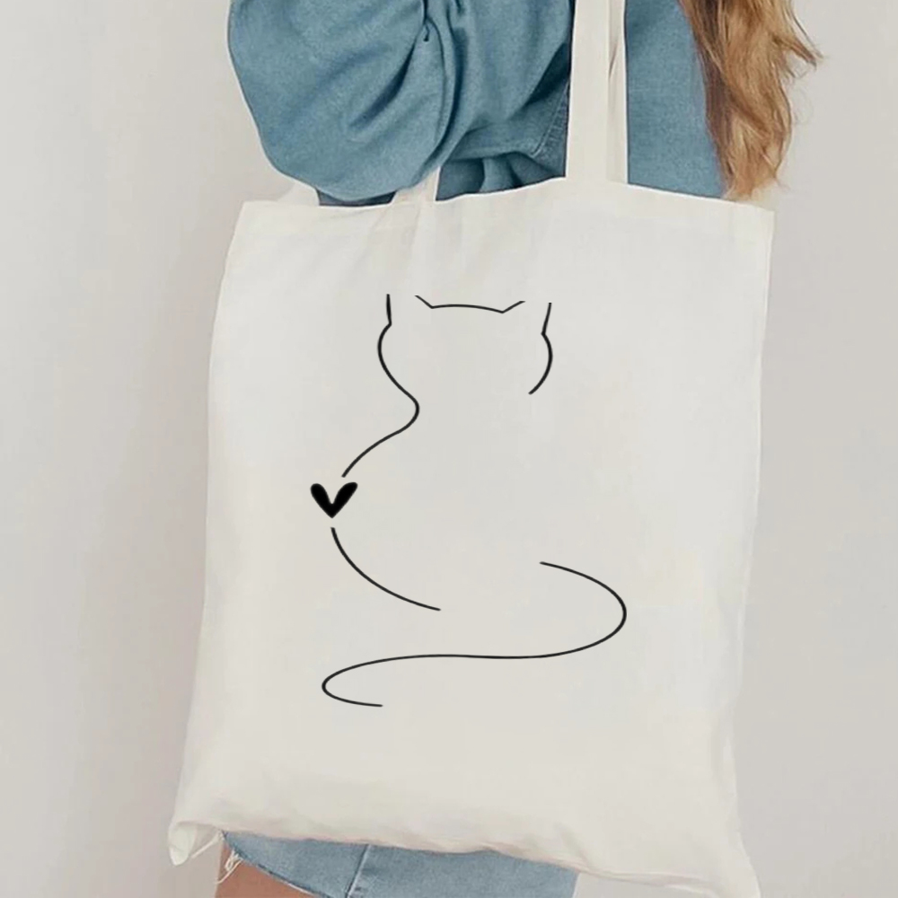 Minimalist Cat Line Art Canvas - огляд і ціна Canvas Tote Designer