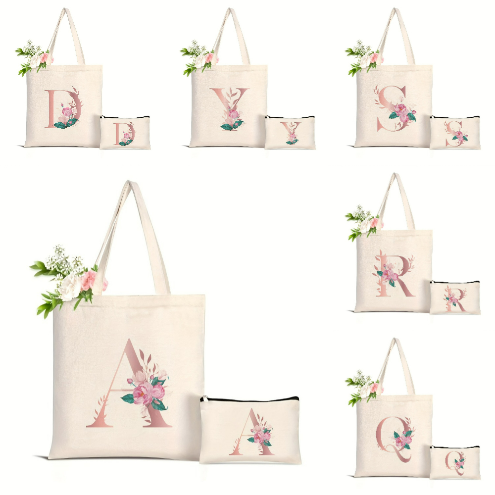 1pc Floral Love Letter Print T - огляд і ціна Canvas Tote Designer