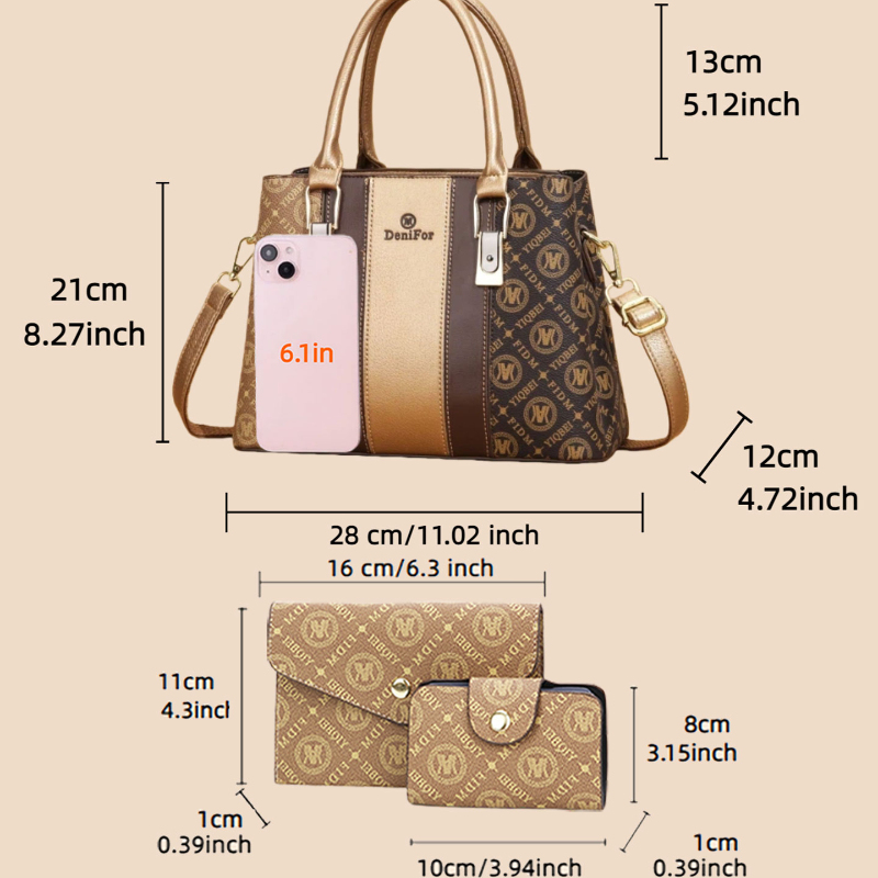 3-piece set of women's handbag - огляд і ціна Luxury Zipper Bags