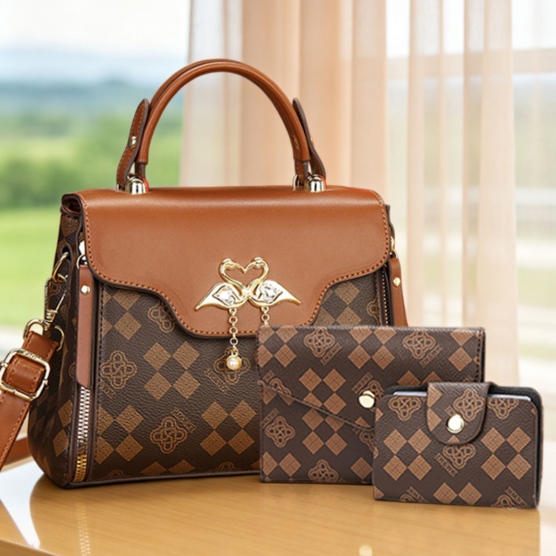 3-piece women's bag set, light - огляд і ціна Luxury Zipper Bags
