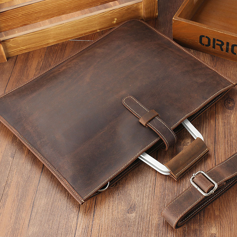 Men's Top Grain Crazy Horse Le - огляд і ціна Briefcase Leather Slim